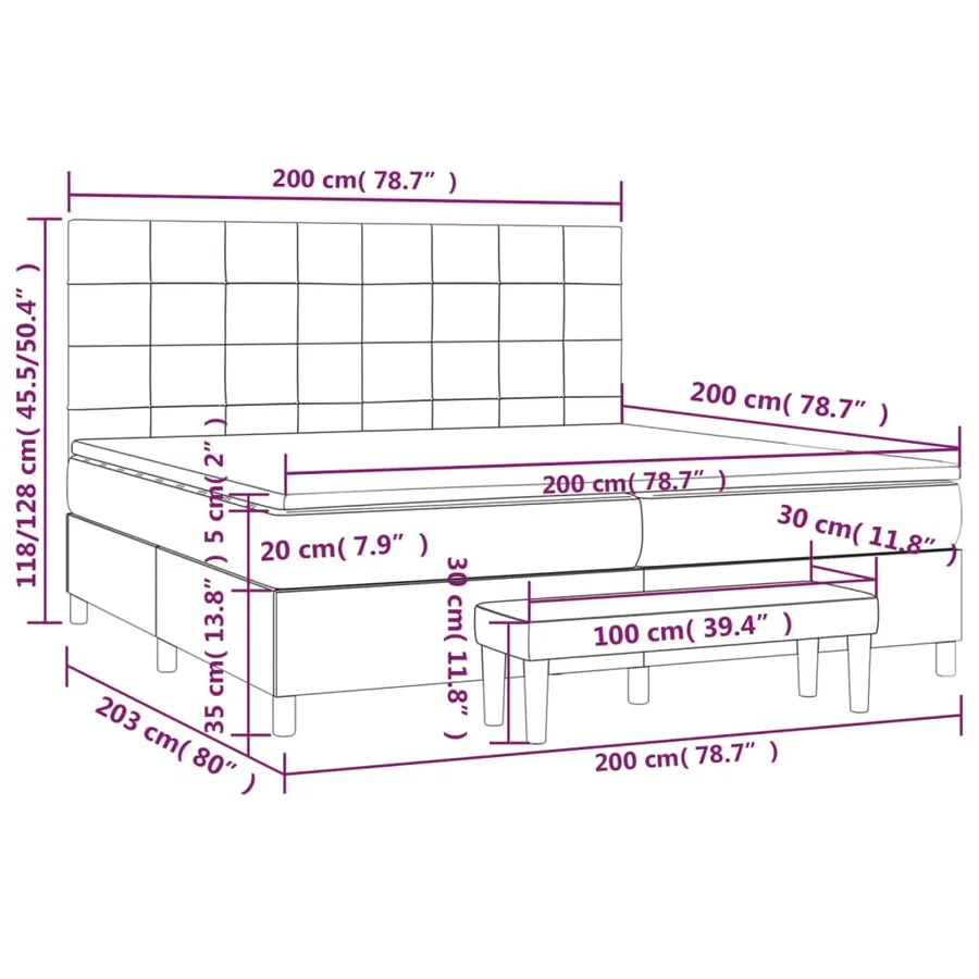 Sommier à lattes de lit avec matelas Marron foncé 200x200 cm - 8