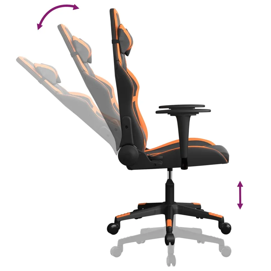 Chaise de jeu Noir et orange Similicuir - 6