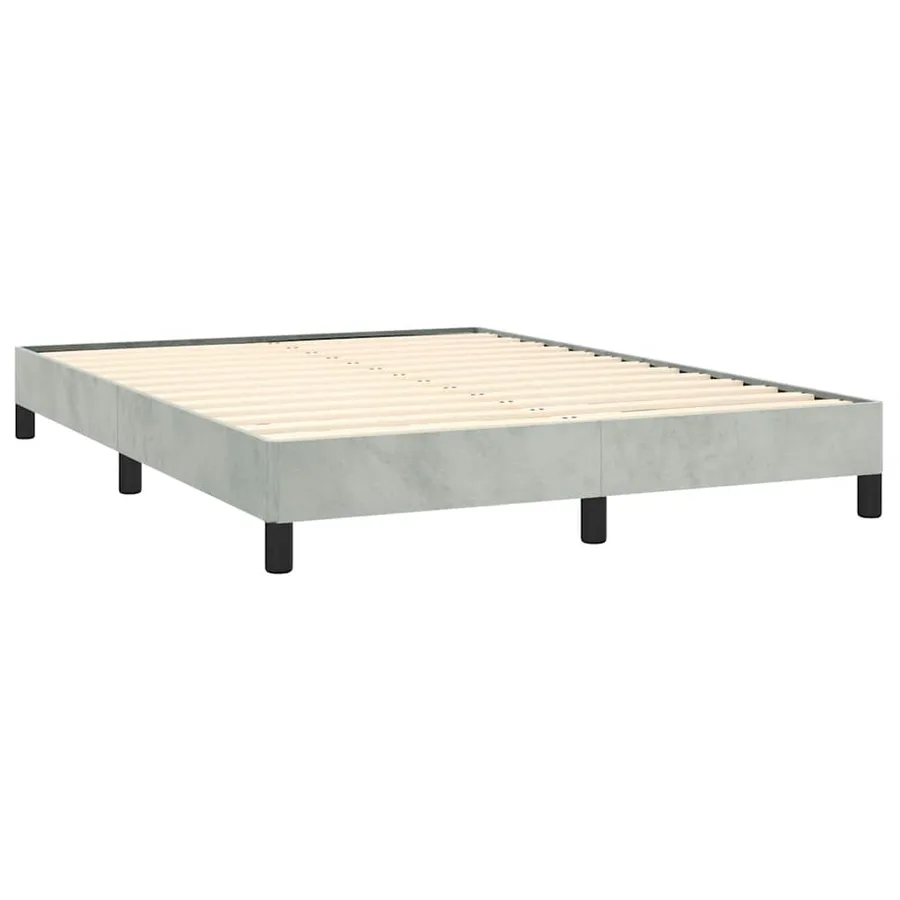 Cadre de lit gris clair 137x190 cm velours - 3