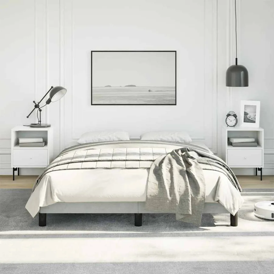 Cadre de lit gris clair 137x190 cm velours - 4