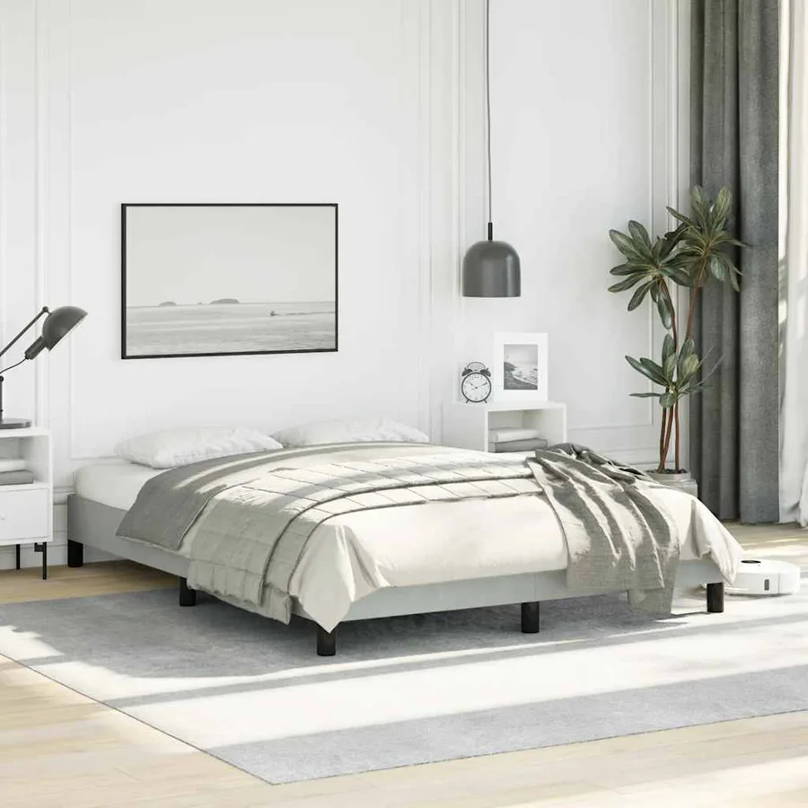 Cadre de lit gris clair 137x190 cm velours - 5