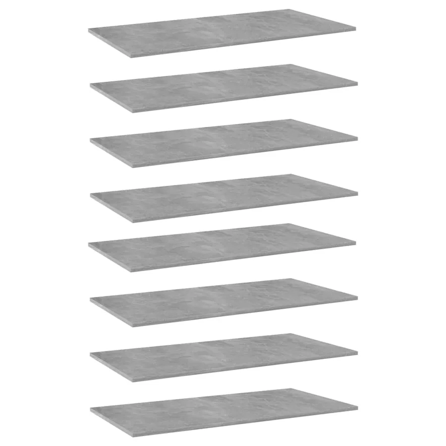 Panneaux de bibliothèque 8 pcs Gris béton 80x30x1,5cm Aggloméré