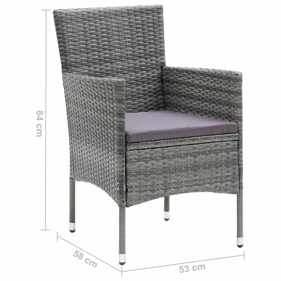Ensemble à manger de jardin 5 pcs Gris - 12