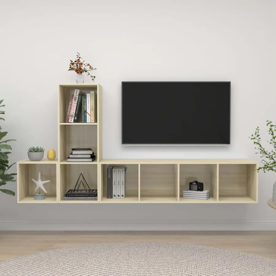 Ensemble de meuble TV 3 pcs Chêne sonoma Bois d'ingénierie