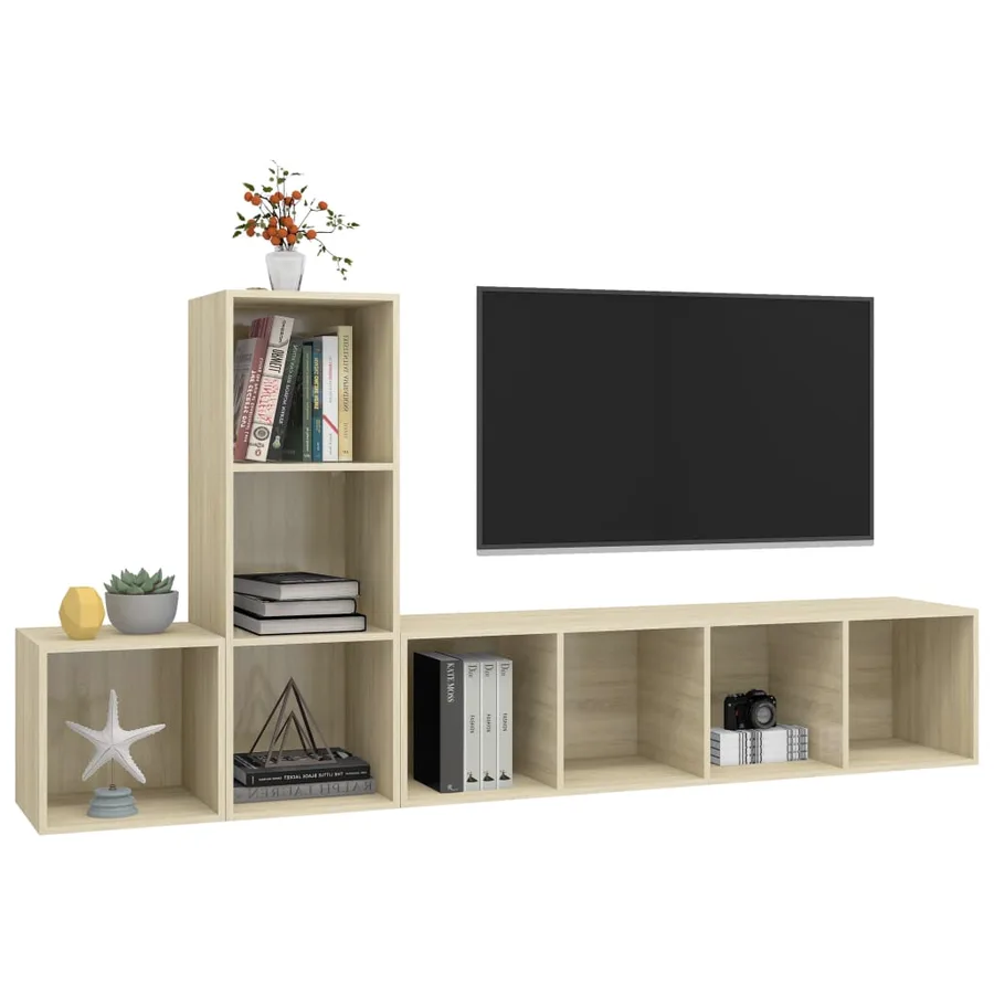 Ensemble de meuble TV 3 pcs Chêne sonoma Bois d'ingénierie - 3