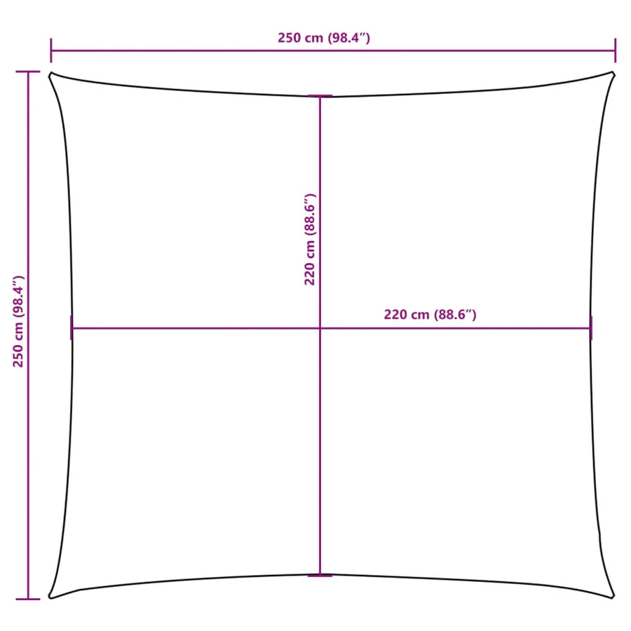 Voile de parasol tissu oxford carré 2,5x2,5 m jaune - 10
