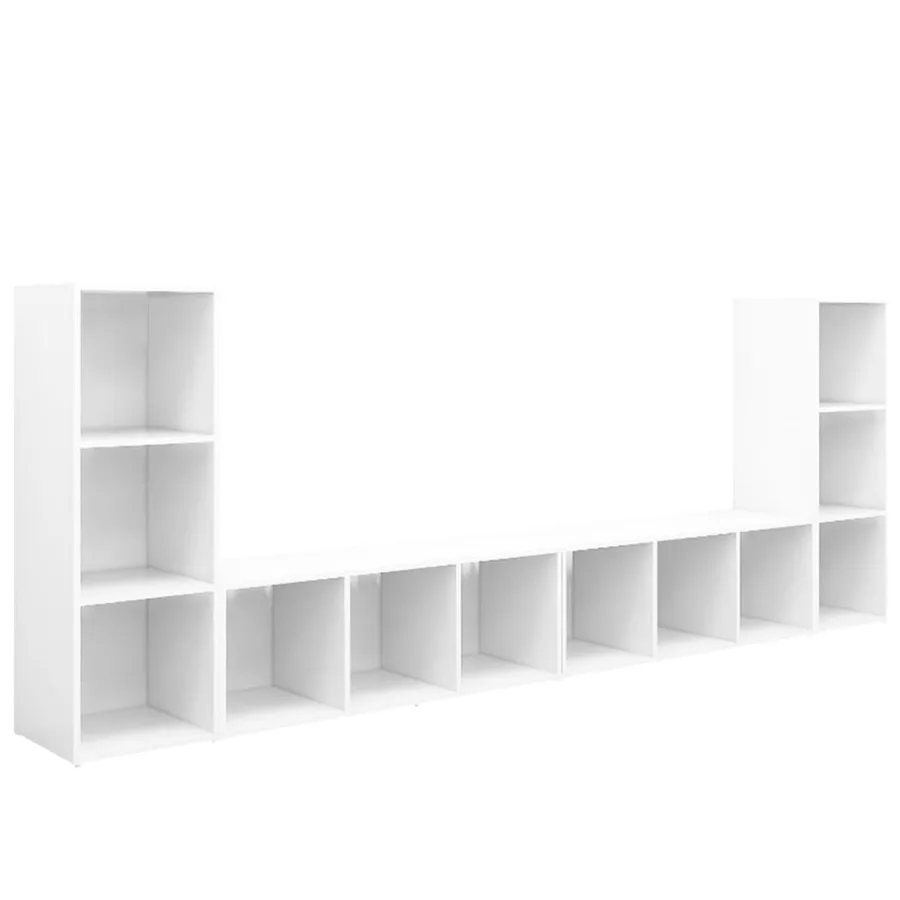 Meubles TV 4 pcs Blanc 107x35x37 cm Bois d'ingénierie - 2