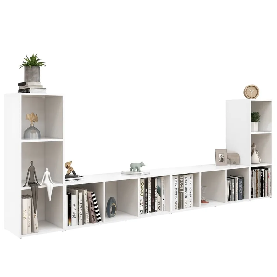 Meubles TV 4 pcs Blanc 107x35x37 cm Bois d'ingénierie - 3