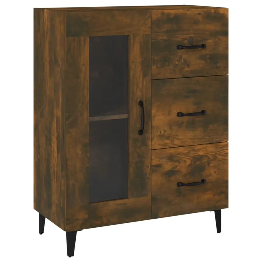 Buffet chêne fumé 69,5x34x90 cm bois d'ingénierie - 2