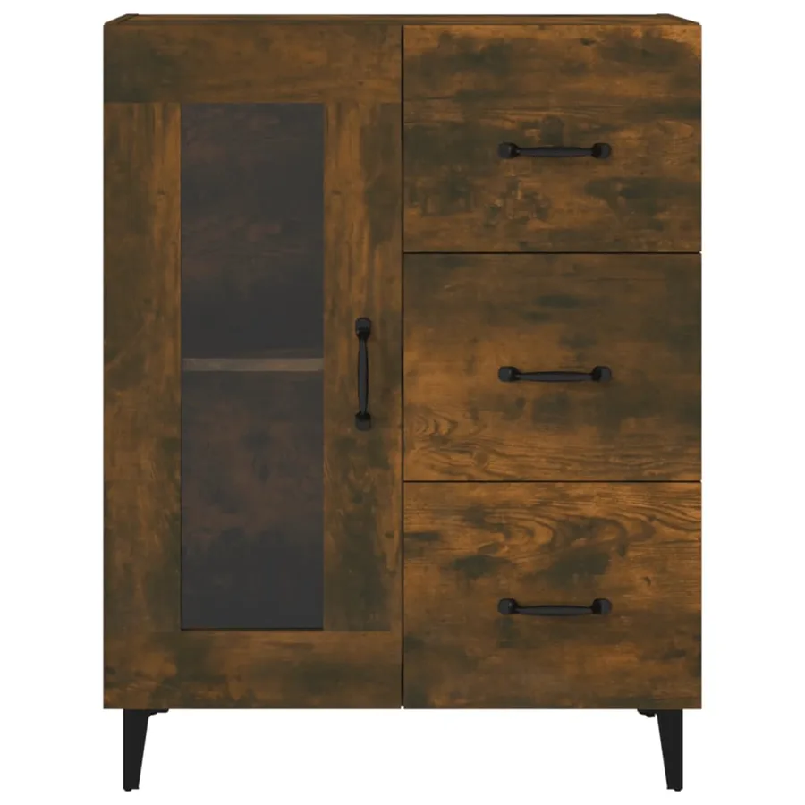 Buffet chêne fumé 69,5x34x90 cm bois d'ingénierie - 6
