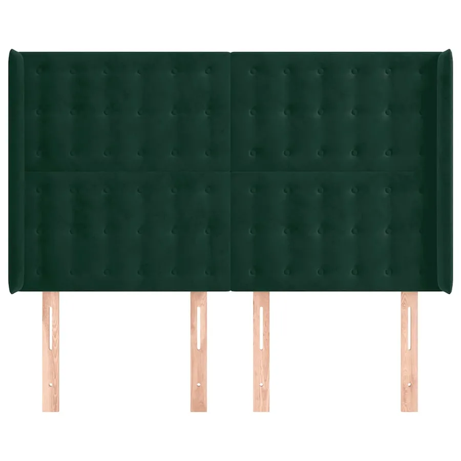 Tête de lit avec oreilles Vert foncé 147x16x118/128 cm Velours - 3