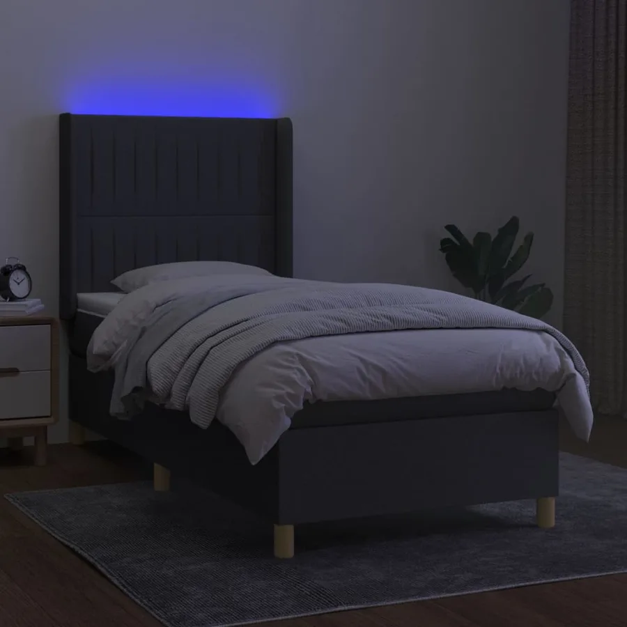 Sommier à lattes de lit matelas LED Gris foncé 80x200cm Tissu - 3