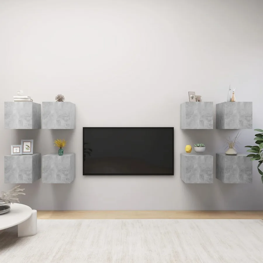 Meubles TV muraux 8 pcs Gris béton 30,5x30x30 cm