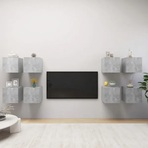 Meubles TV muraux 8 pcs Gris béton 30,5x30x30 cm
