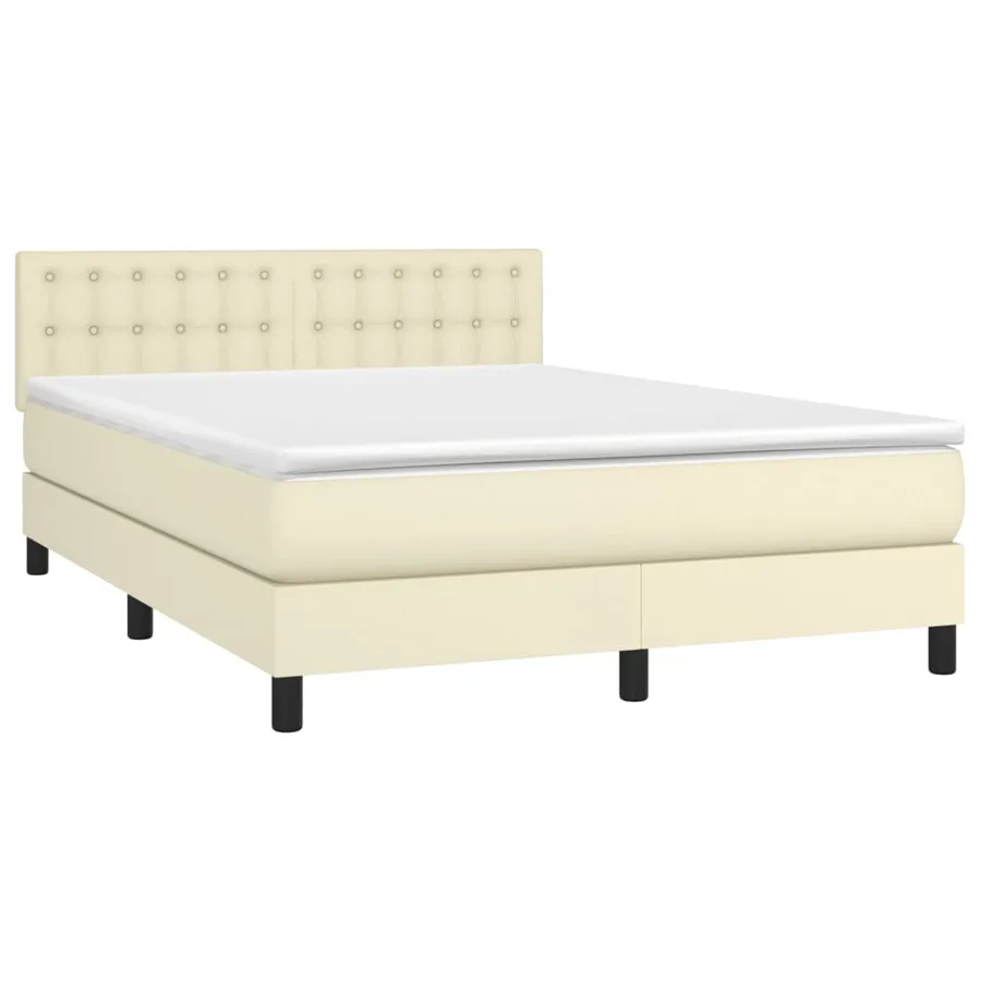 Sommier à lattes de lit avec matelas et LED Crème 140x190 cm - 3