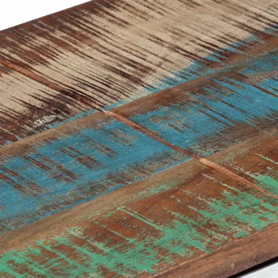 Table console argenté acier inoxydable/bois massif récupération - 6