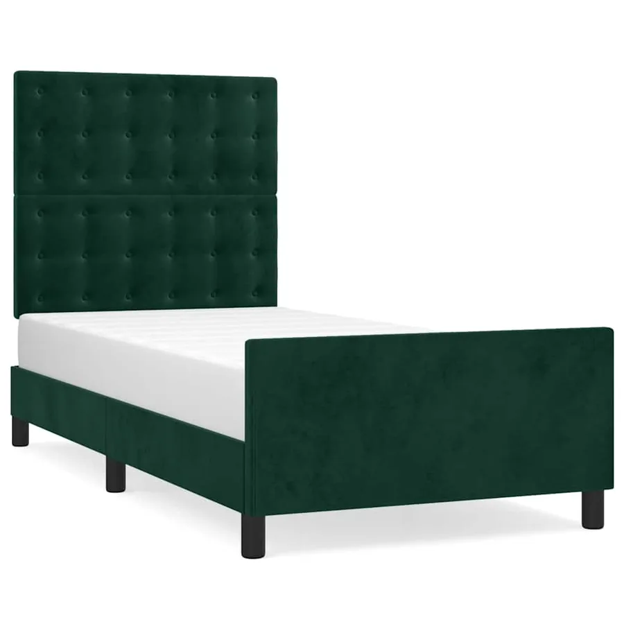 Cadre de lit sans matelas vert foncé 90x200 cm velours - 2