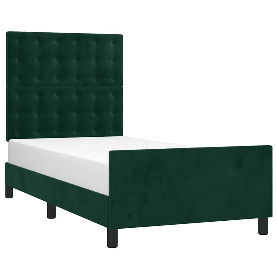 Cadre de lit sans matelas vert foncé 90x200 cm velours - 3