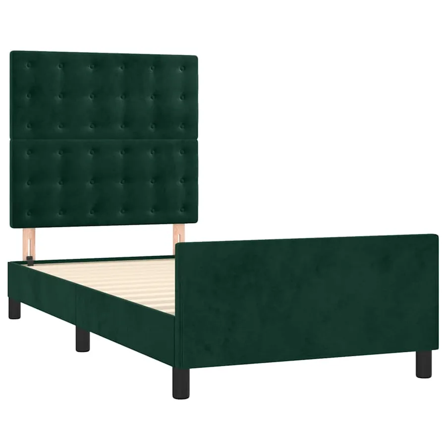 Cadre de lit sans matelas vert foncé 90x200 cm velours - 4