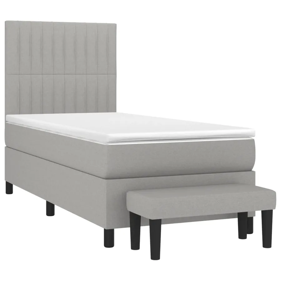 Sommier à lattes de lit avec matelas Gris clair 80x200 cm Tissu - 3