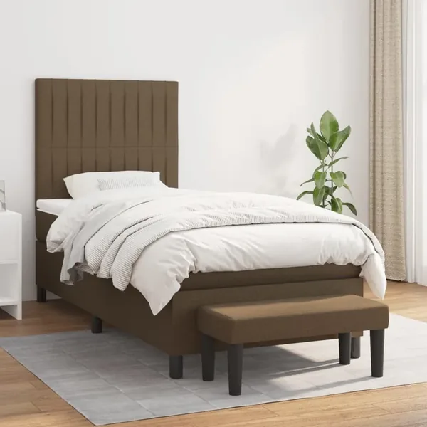 Sommier à lattes de lit avec matelas Marron foncé 90x200 cm