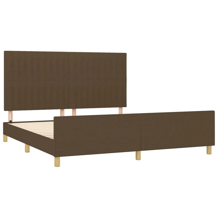 Cadre de lit sans matelas marron foncé 180x200 cm tissu - 4