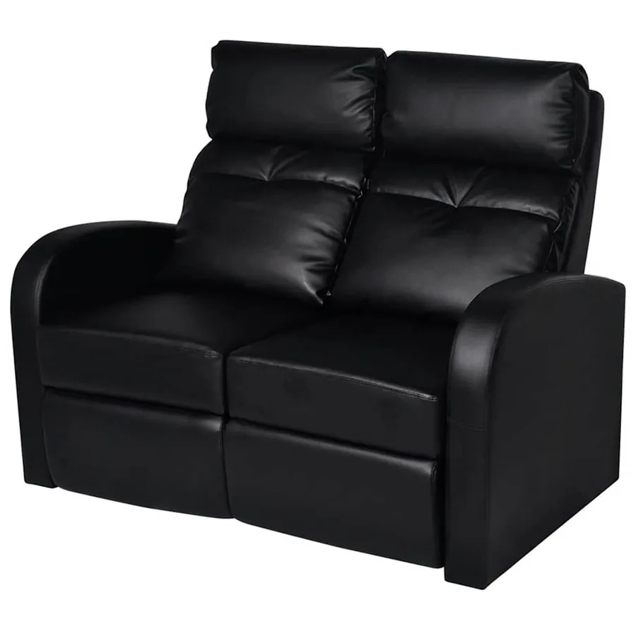 Fauteuil inclinable 2 places en similicuir noir