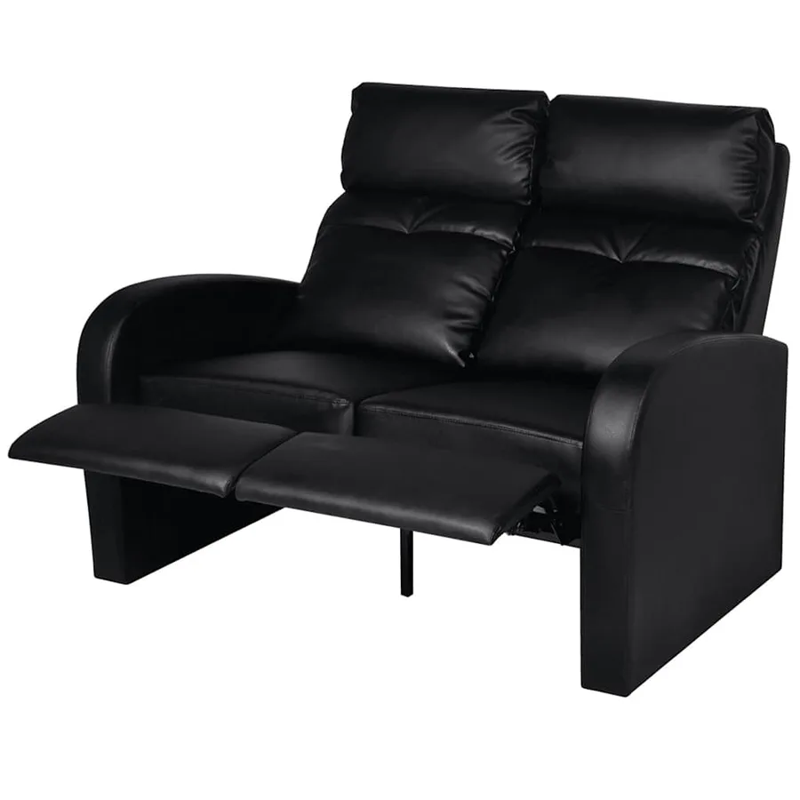 Fauteuil inclinable 2 places en similicuir noir - 2