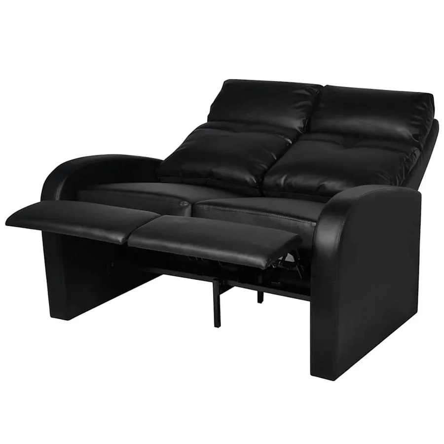 Fauteuil inclinable 2 places en similicuir noir - 3