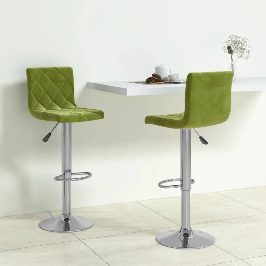 Tabourets de bar lot de 2 vert clair velours