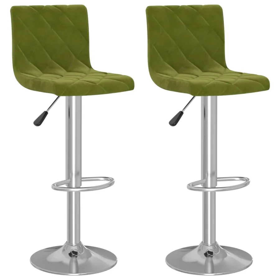 Tabourets de bar lot de 2 vert clair velours - 2