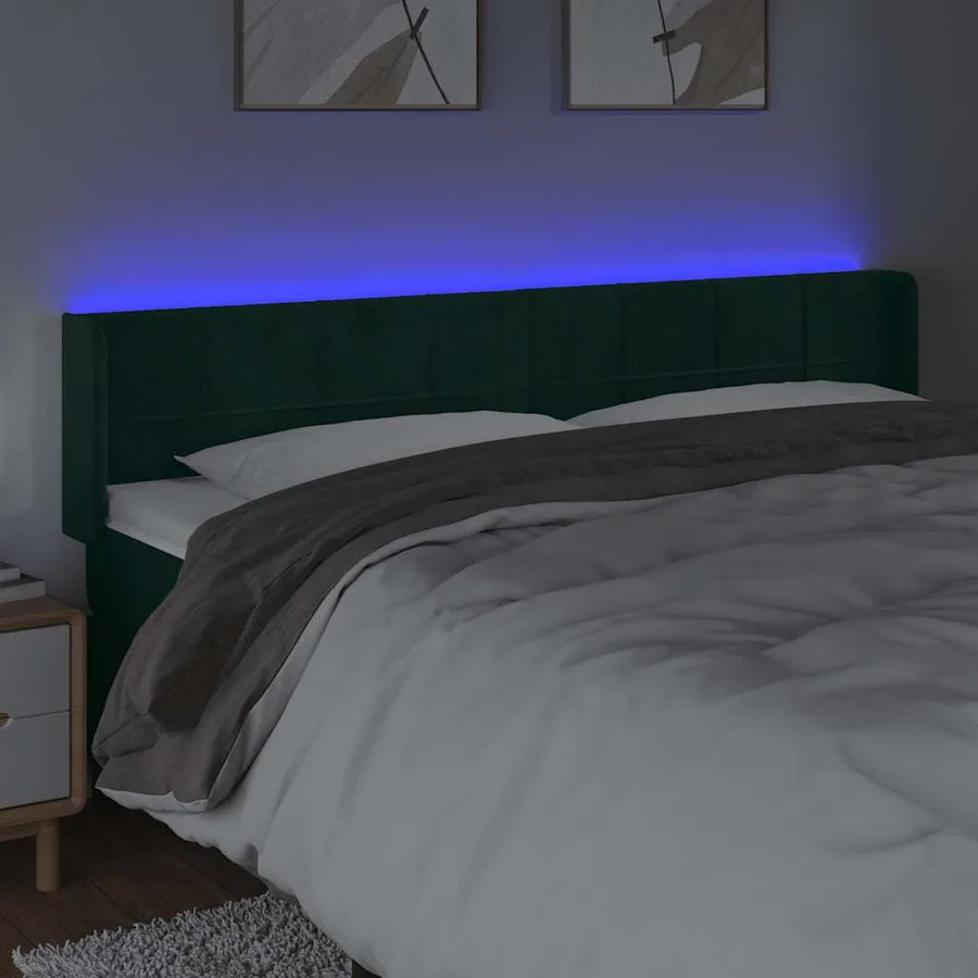 Tête de lit à LED Vert foncé 183x16x78/88 cm Velours - 4