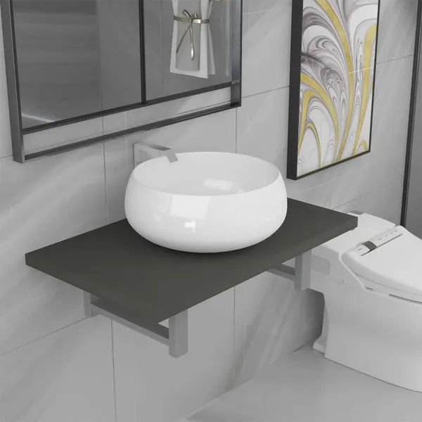 Meuble de salle de bain en deux pièces Céramique Gris