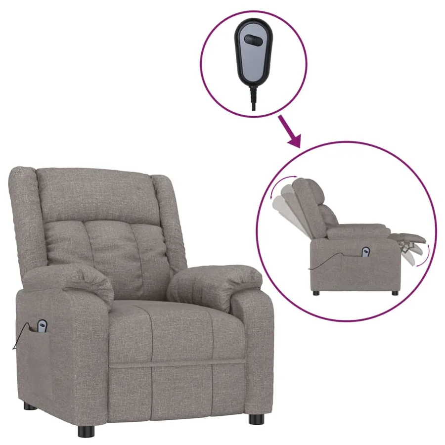 Fauteuil inclinable électrique Taupe Tissu - 2