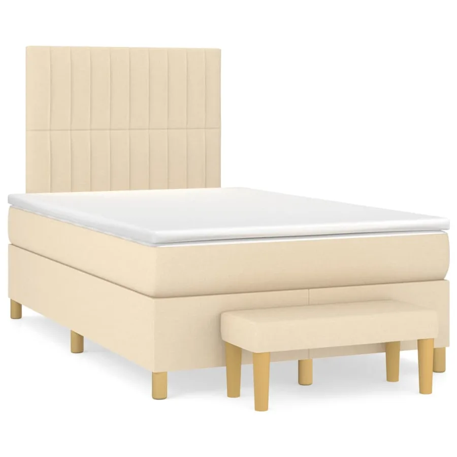 Sommier à lattes de lit avec matelas Crème 120x200 cm Tissu - 2
