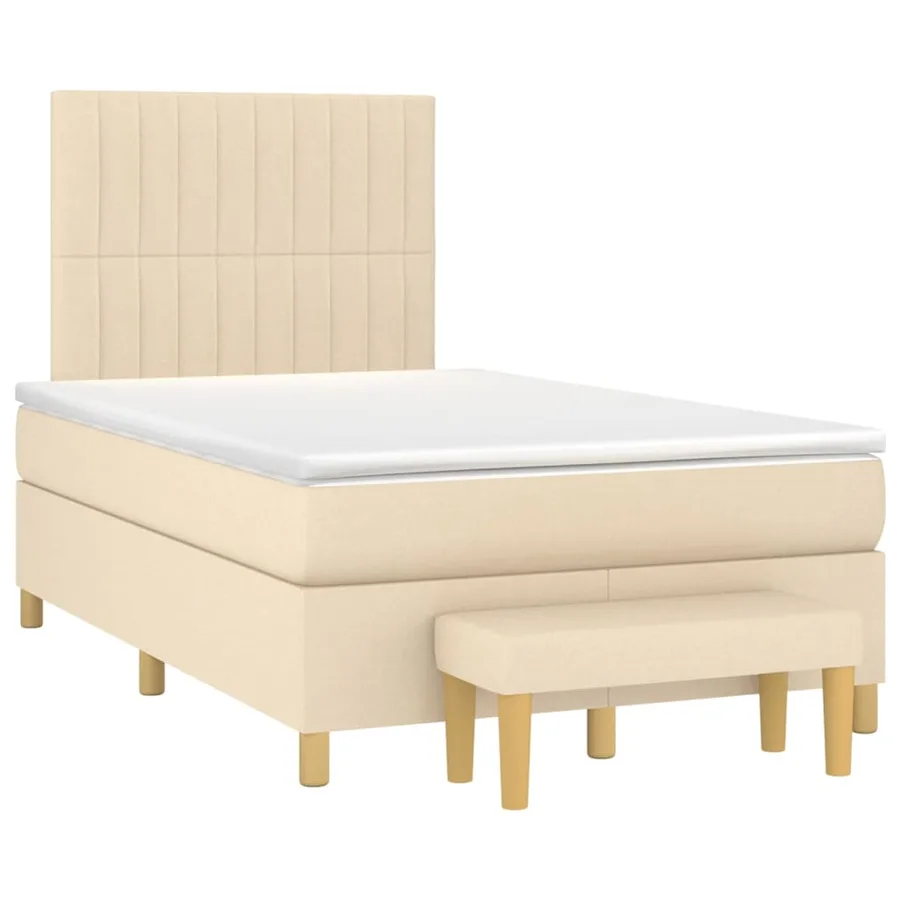 Sommier à lattes de lit avec matelas Crème 120x200 cm Tissu - 3