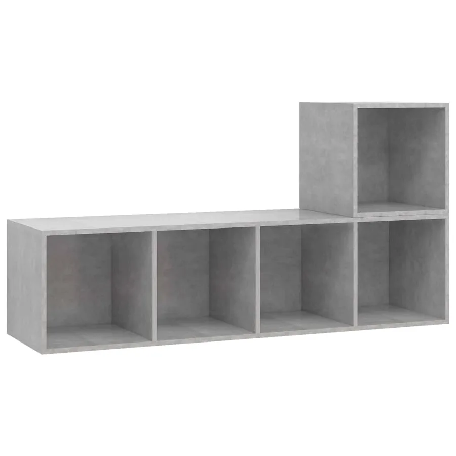 Ensemble de meuble TV 2 pcs Gris béton Bois d'ingénierie - 2