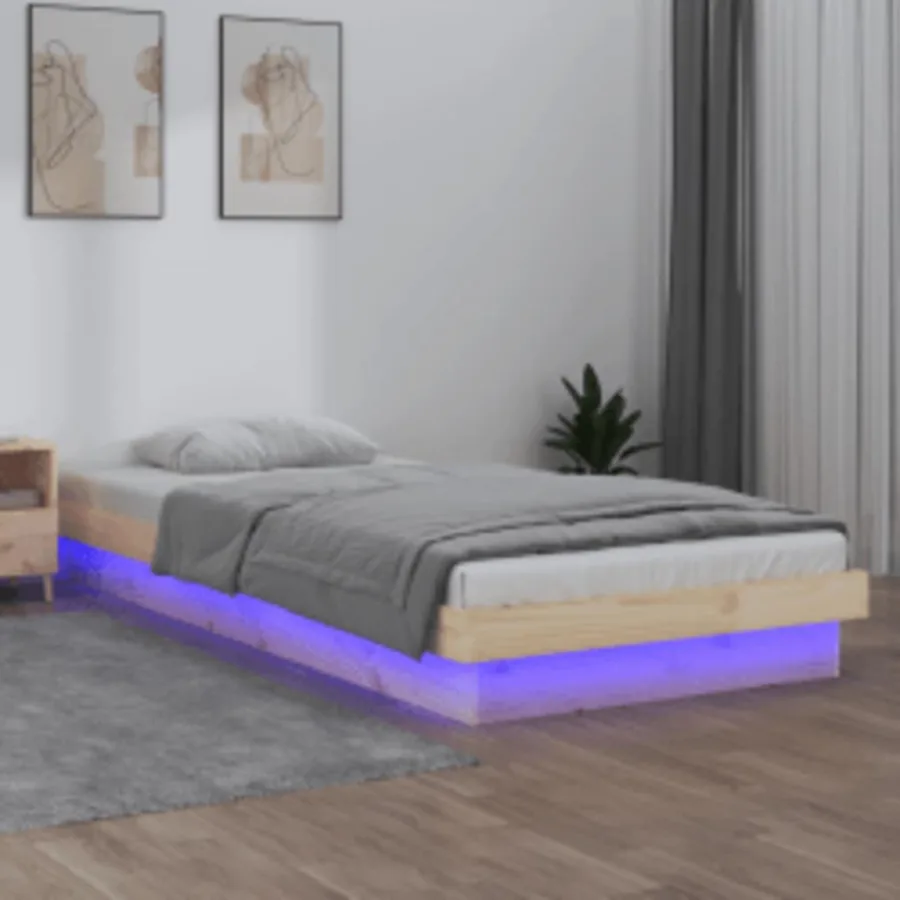 Cadre de lit à LED sans matelas 100x200 cm bois massif