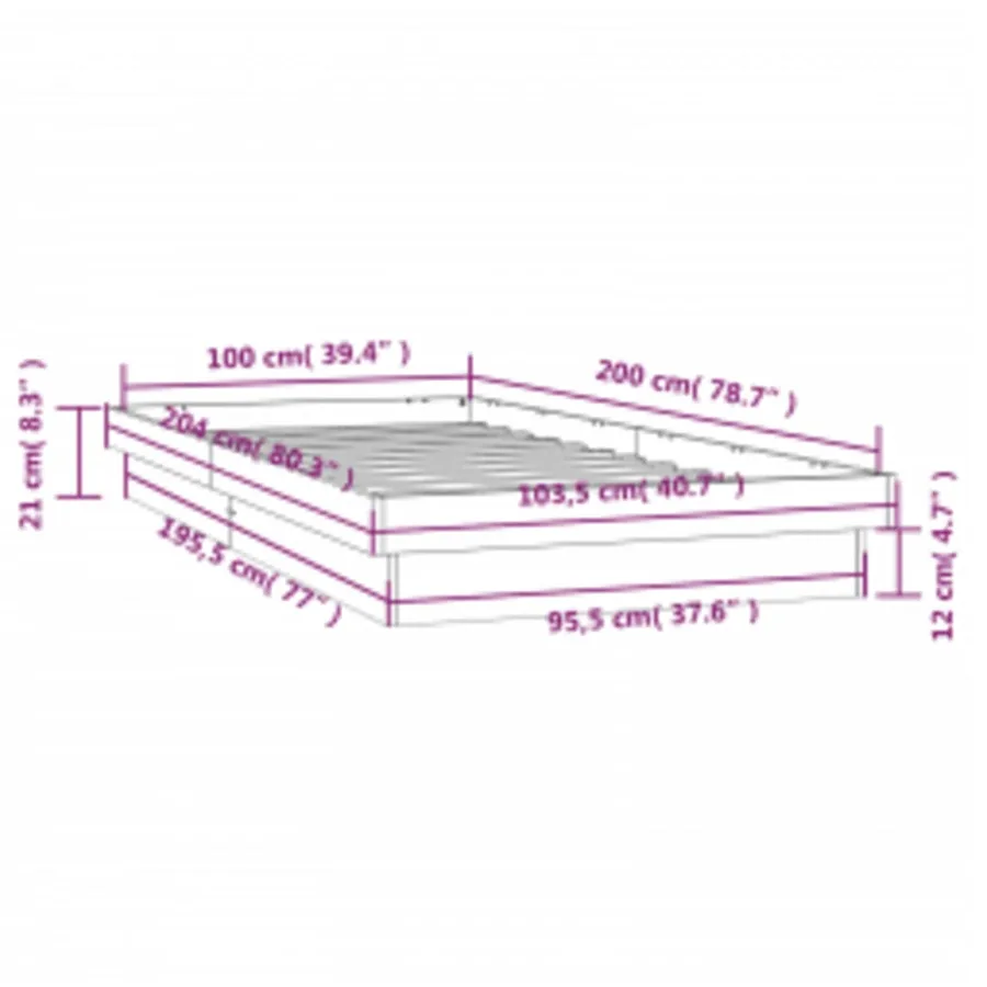 Cadre de lit à LED sans matelas 100x200 cm bois massif - 15