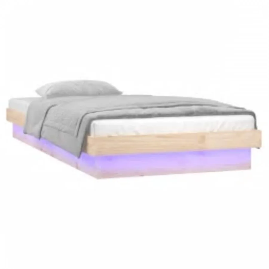 Cadre de lit à LED sans matelas 100x200 cm bois massif - 4