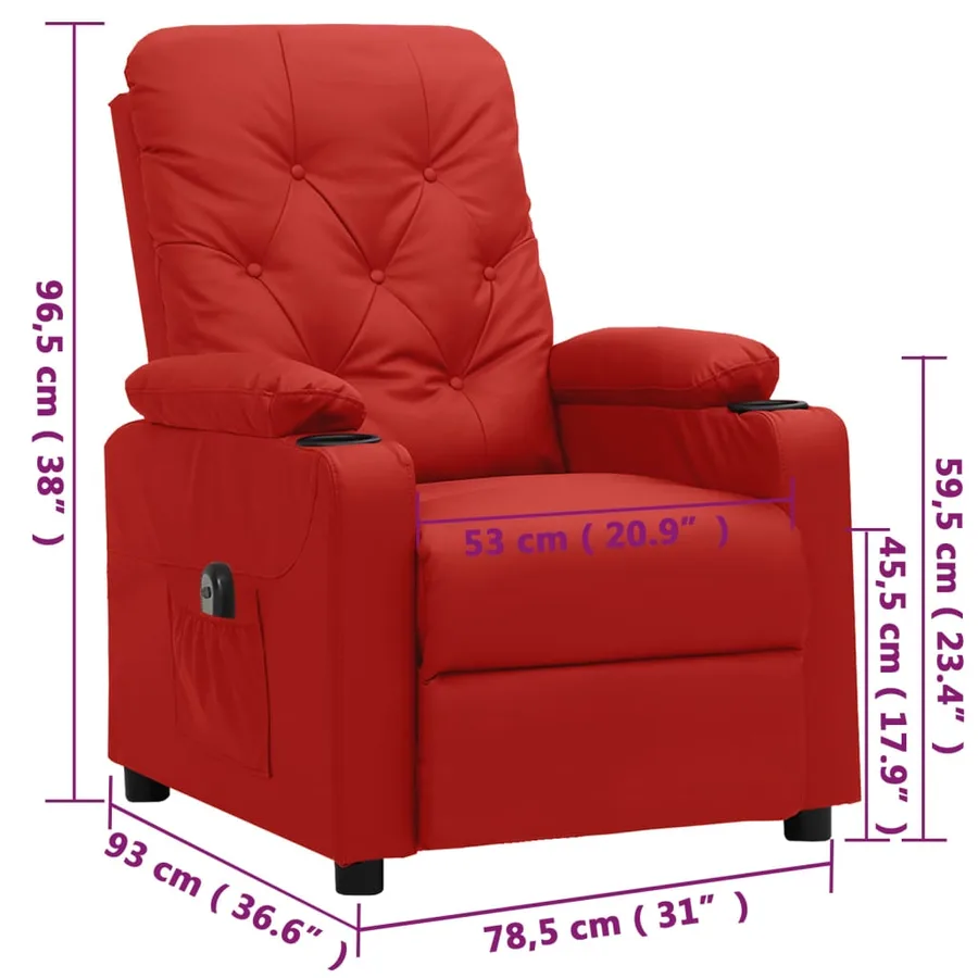 Fauteuil inclinable électrique Rouge bordeaux Similicuir - 12