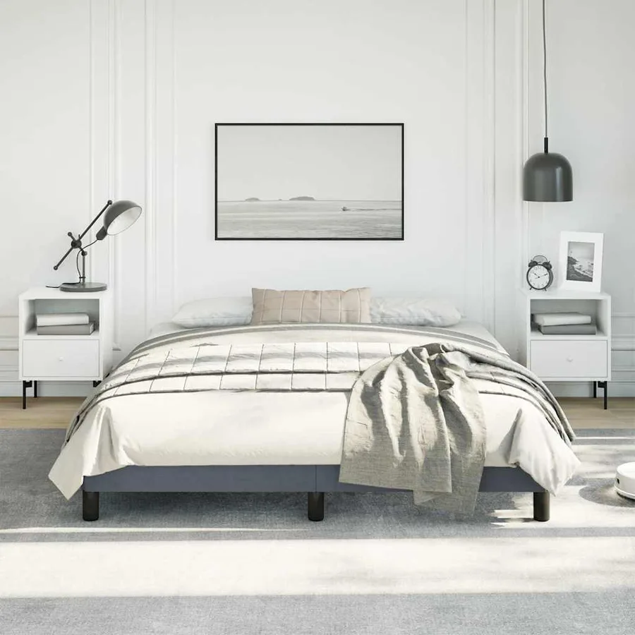 Cadre de lit gris foncé 152x203 cm velours - 4