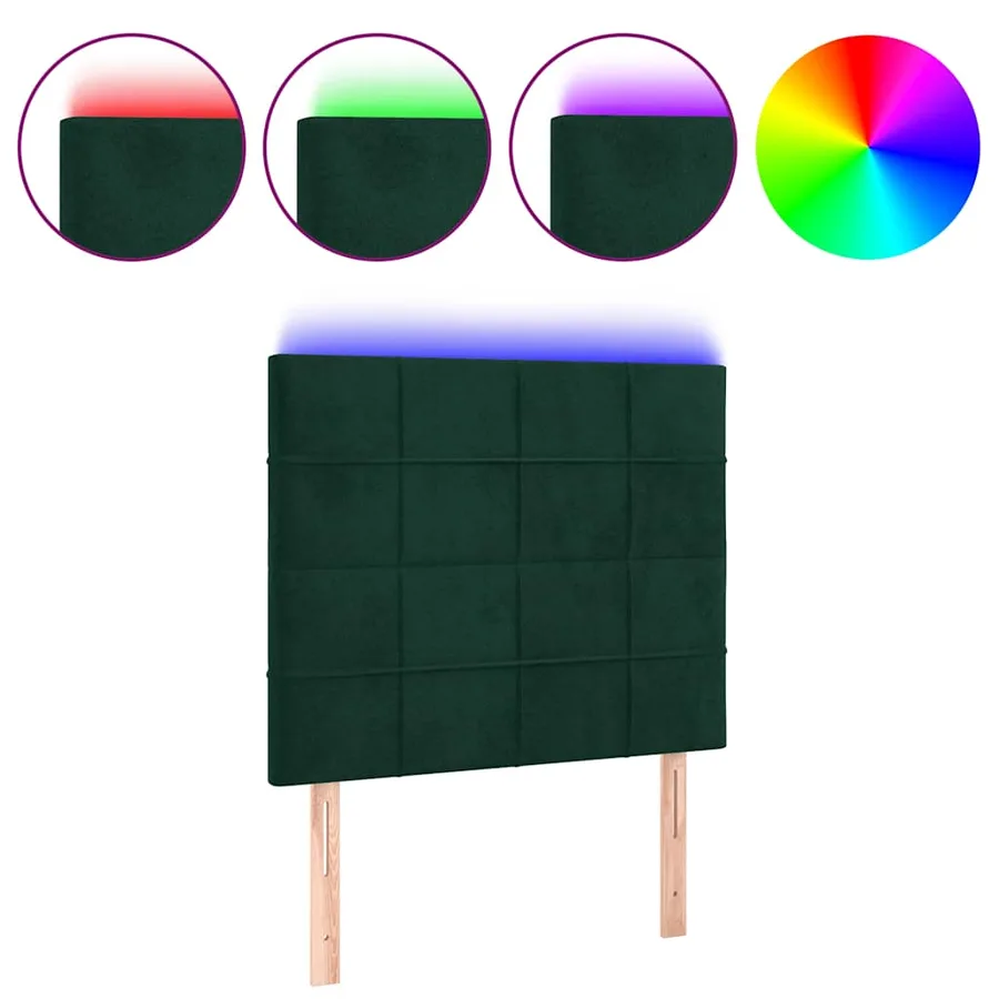 Tête de lit à LED Vert foncé 80x5x118/128 cm Velours - 2