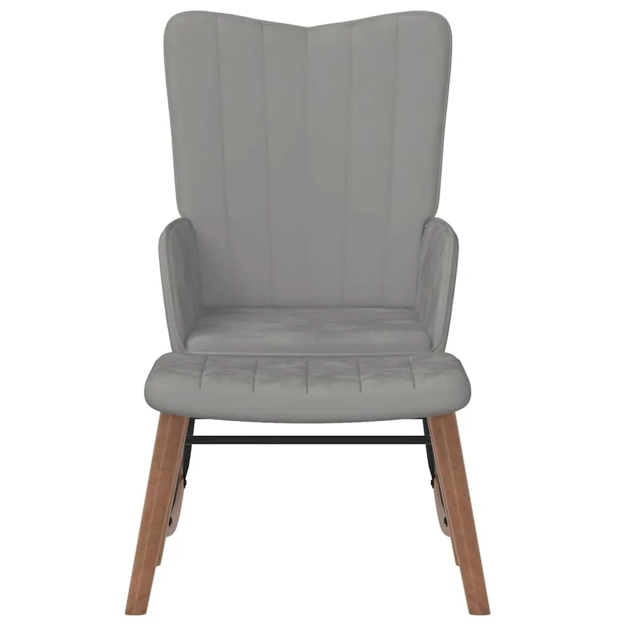 Chaise à bascule avec repose-pied Gris clair Velours - 3