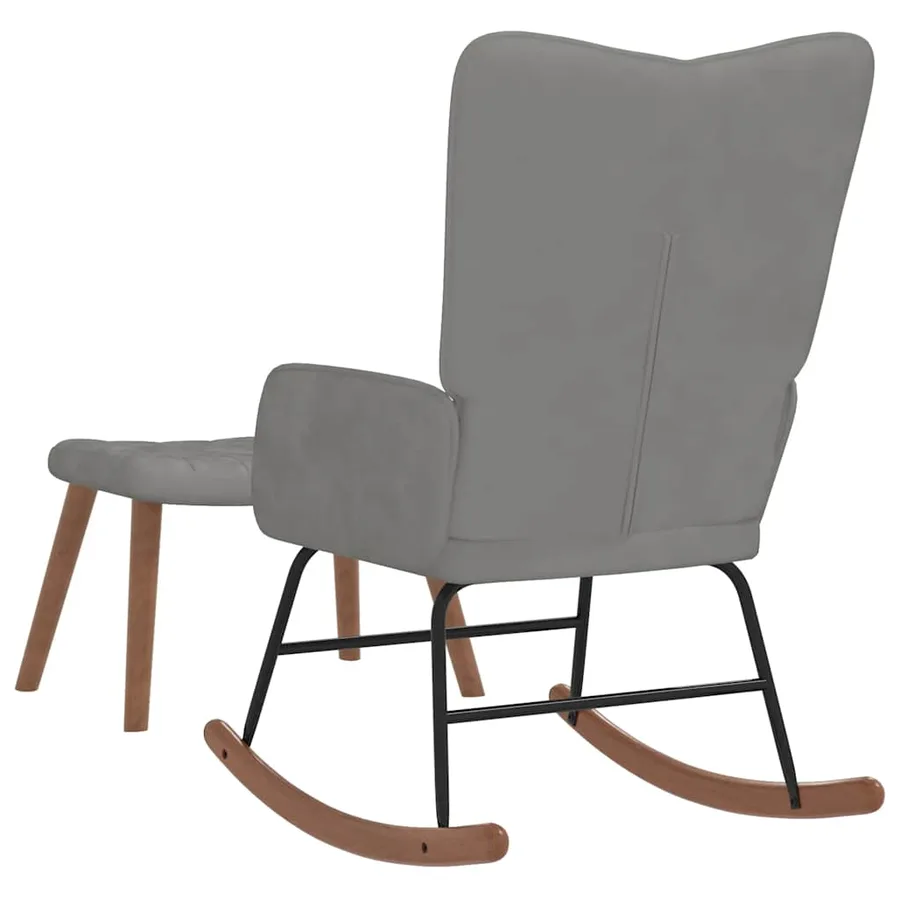 Chaise à bascule avec repose-pied Gris clair Velours - 5
