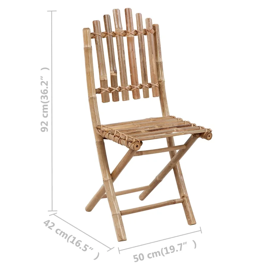 Ensemble à manger d'extérieur pliable 5pcs avec coussins Bambou - 11