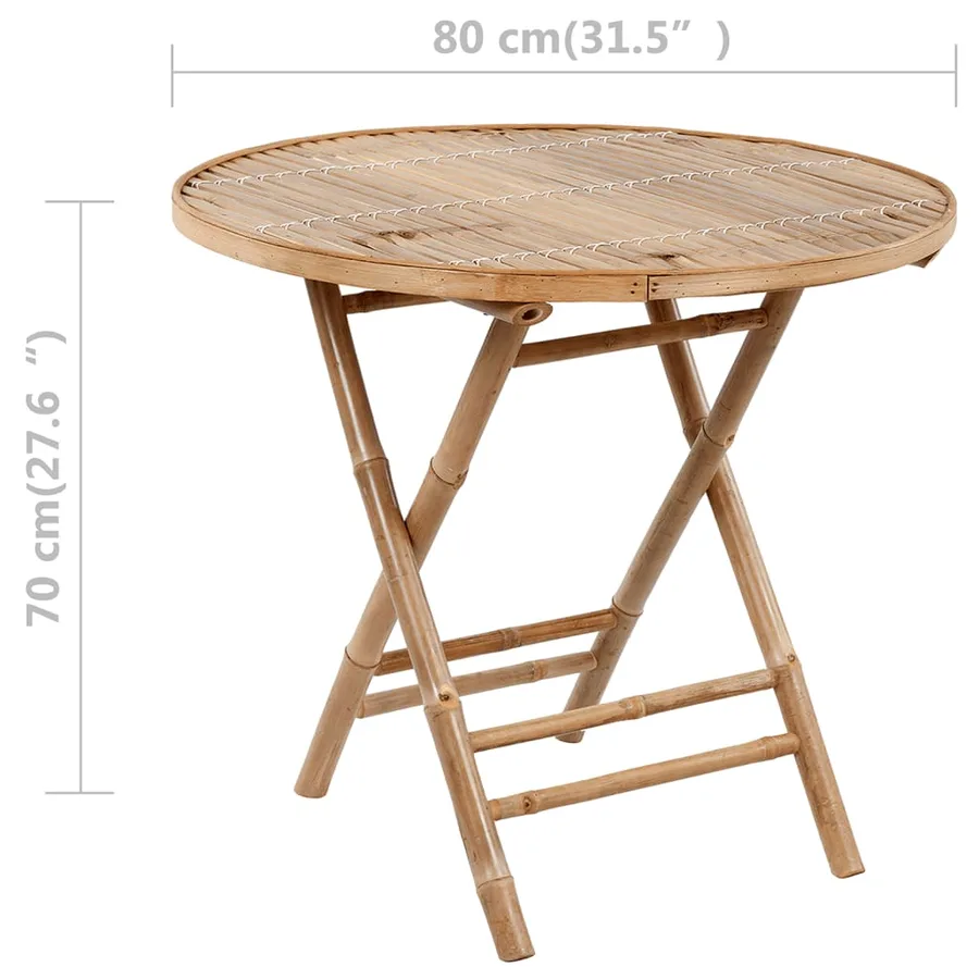 Ensemble à manger d'extérieur pliable 5pcs avec coussins Bambou - 12