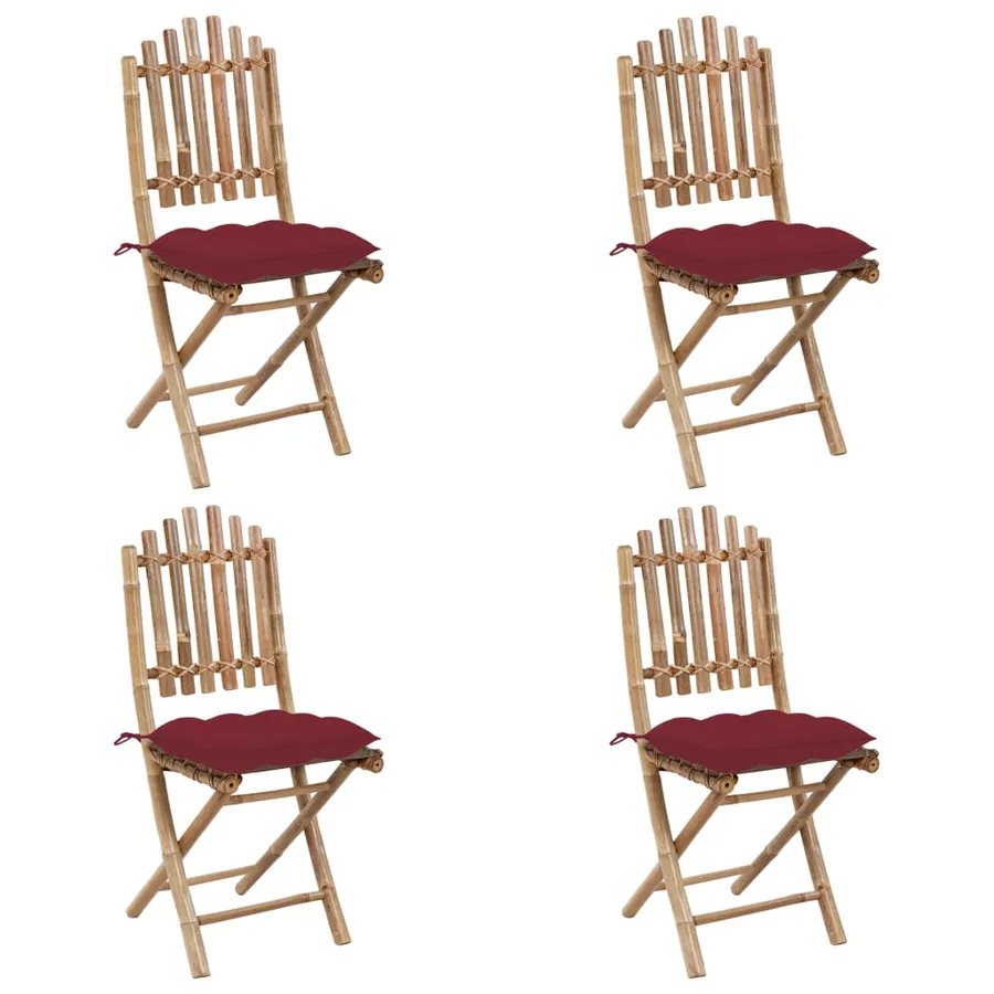 Ensemble à manger d'extérieur pliable 5pcs avec coussins Bambou - 3
