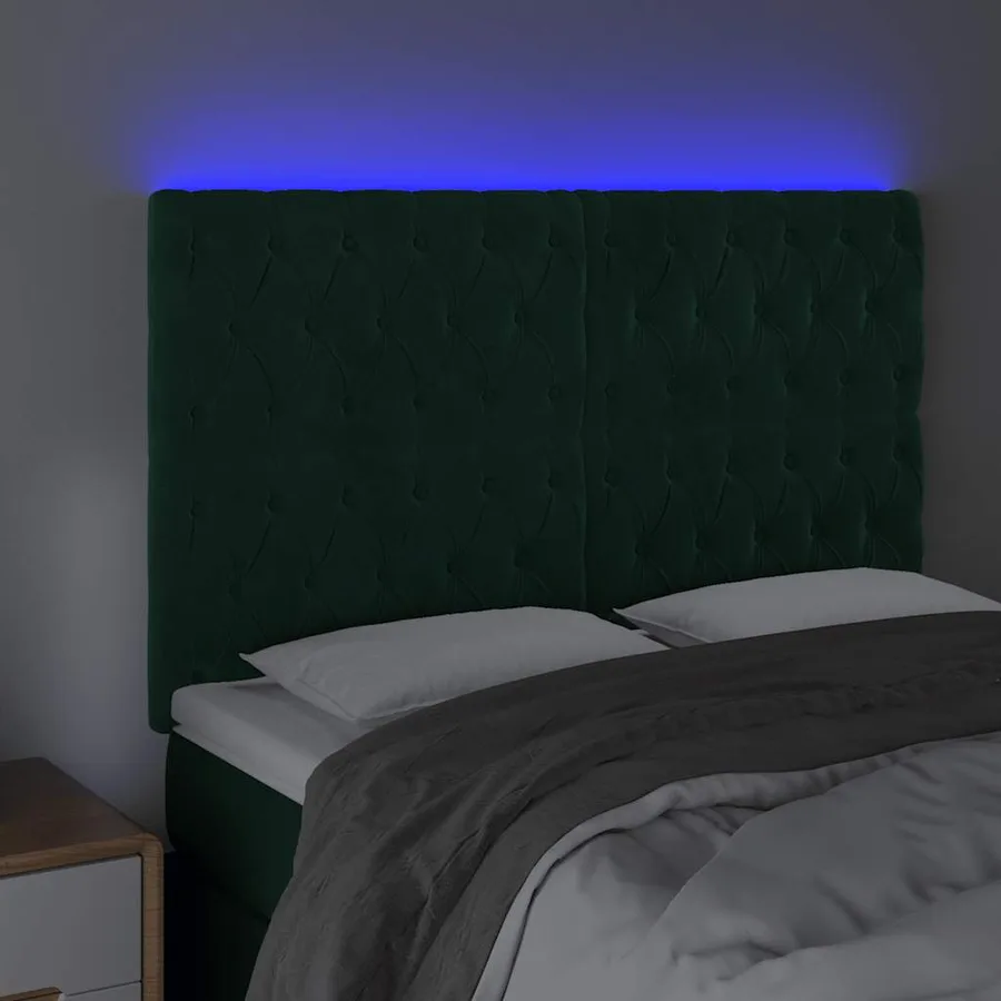 Tête de lit à LED Vert foncé 160x7x118/128 cm Velours - 4