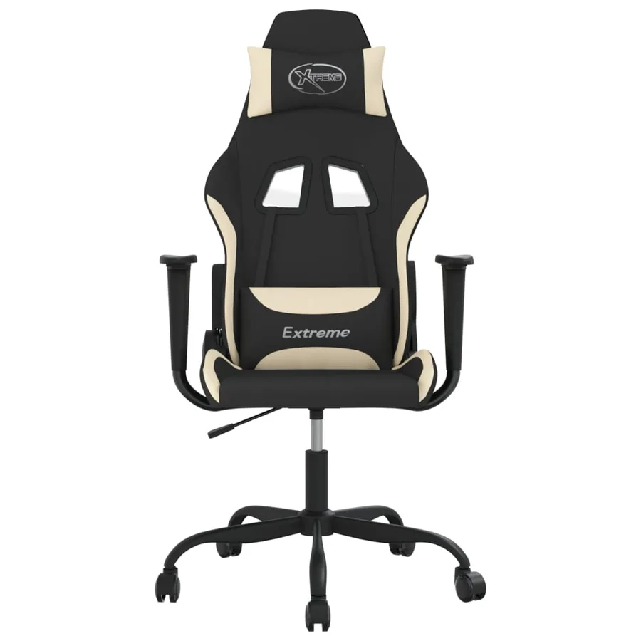 Chaise de jeu avec repose-pied Noir et crème Tissu - 3